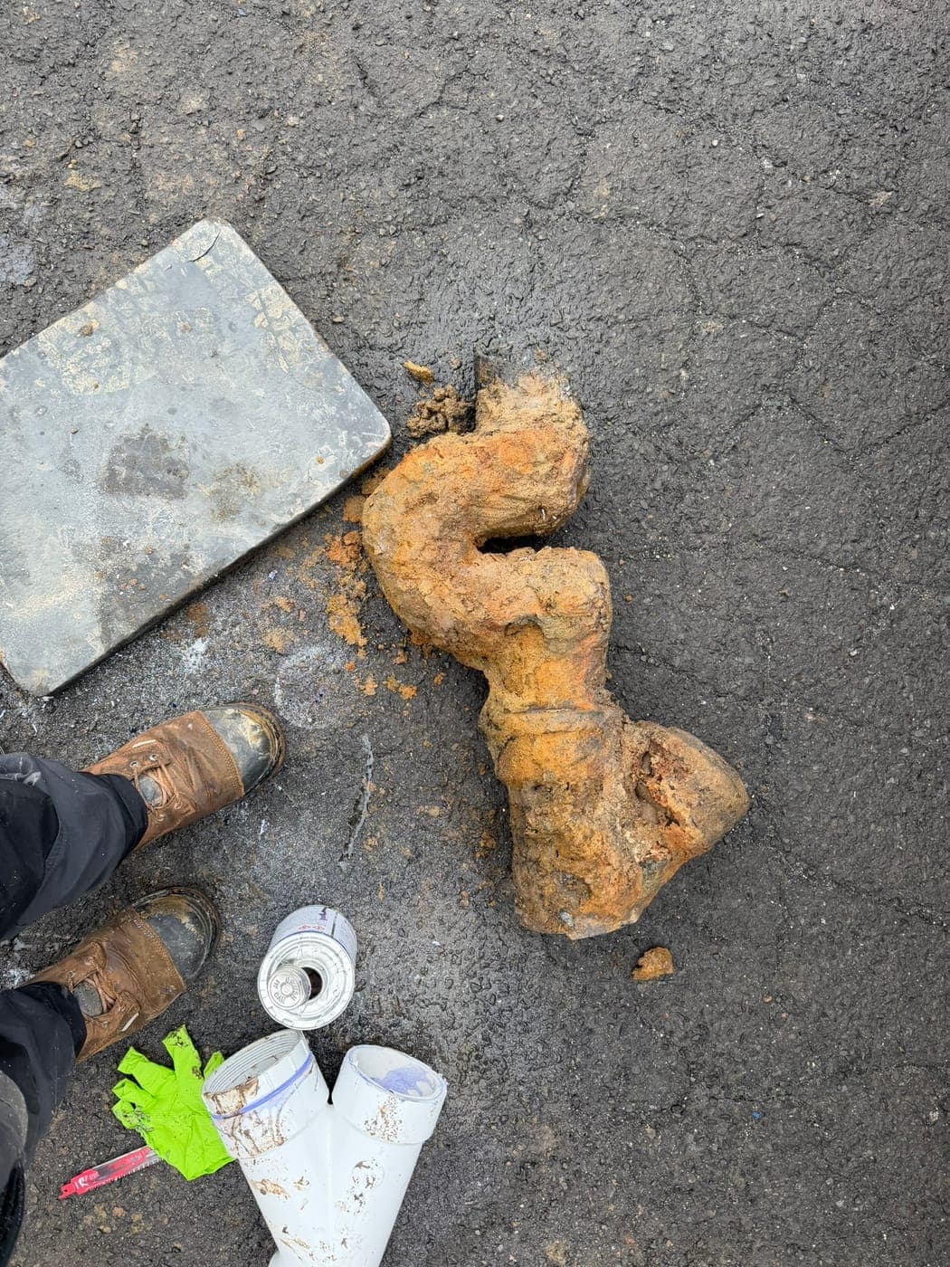 Corroded cast iron sewer fitting removed from a North Jersey home