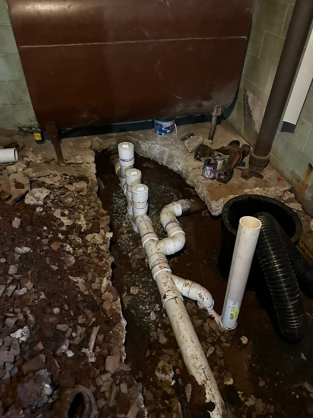New sewer cleanout and connection